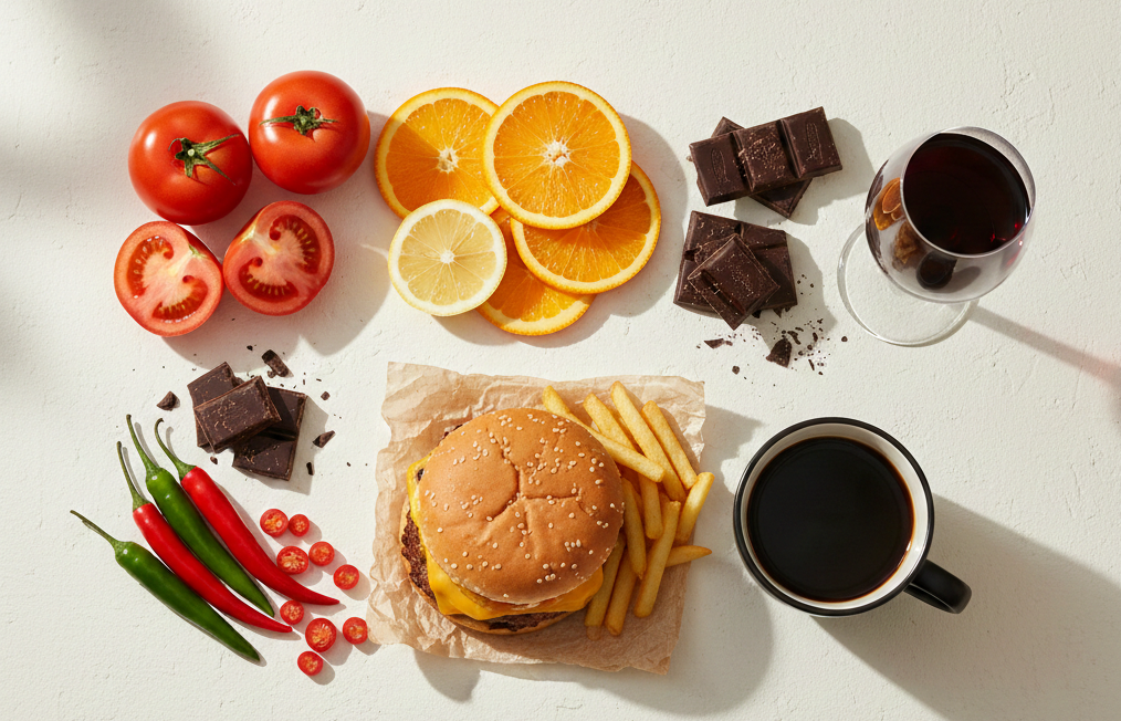 Maisto produktai dirginantys refliuksą