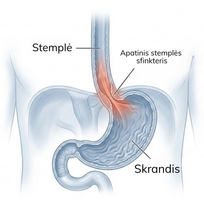 Gastroezofaginio refliukso schema skrandžio rūgšties patekimas į stemplę